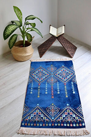 Kilim Desenli Astarlı Lüks Seccade S1020 Lacivert