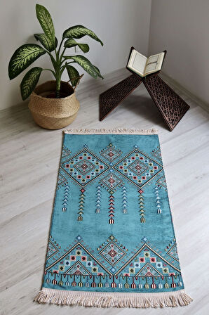 Kilim Desenli Astarlı Lüks Seccade S1020 Mavi