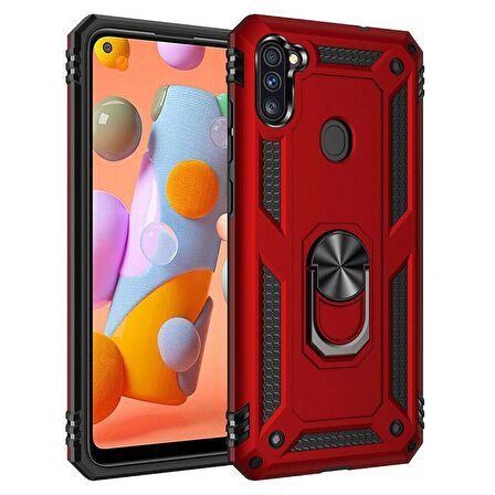 Gpack Samsung Galaxy M11 Kılıf Vega Standlı Yüzüklü MıknatıslıNano Glass