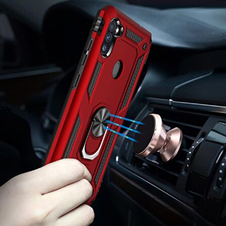 Gpack Samsung Galaxy M11 Kılıf Vega Standlı Yüzüklü MıknatıslıNano Glass