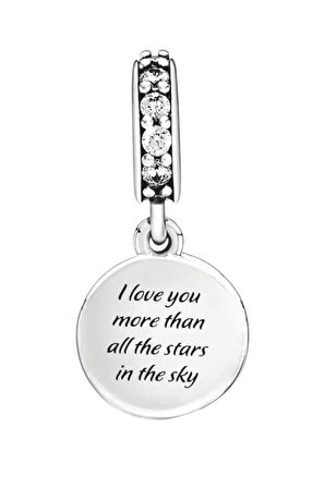 Seni Herşeyden Çok Seviyorum Hilal ve Yıldızlar Charm | 925 Ayar Gümüş