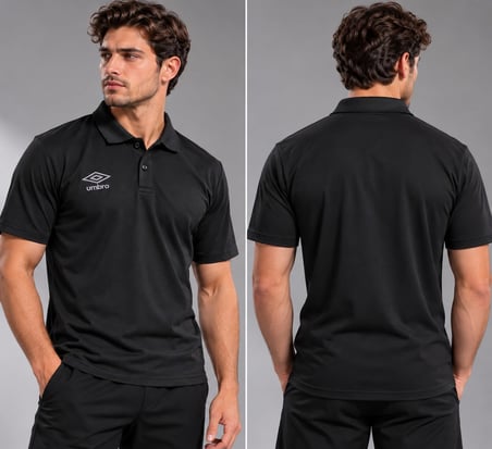 UMBRO Black Kamp Erkek Siyah Pamuklu Polo Yaka Spor Tişört TF0590