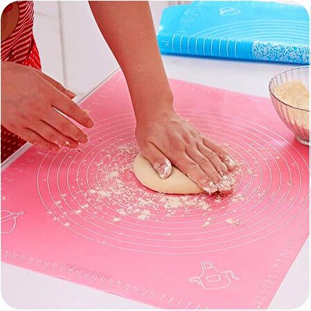 Kaymaz Slikon Pişime Matı Hamur Açma Matı 40-50 cm Ölçülü Pasta Pizza Hamur Pedi