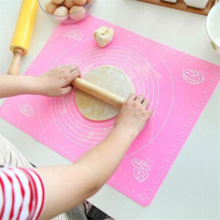 Kaymaz Slikon Pişime Matı Hamur Açma Matı 40-50 cm Ölçülü Pasta Pizza Hamur Pedi