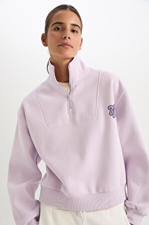 DeFactoFit NBA Brooklyn Nets Oversize Geniş Kalp Fermuarlı Dik Yaka Kalın Sweatshirt D2361AX24AUPR422