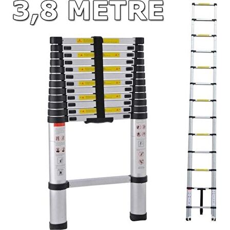 EBAX 3,8 MT 13 BASAMAKLI UZAYAN ALÜMİNYUM TELESKOPİK MERDİVEN