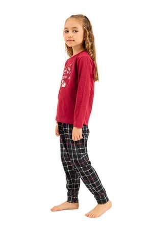 Arnetta Kız Çocuk Bordo Uzun Kol Pijama Takımı 3730-G 