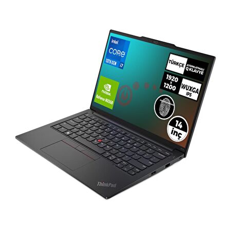 LENOVO ThinkPad E14 Gen 5 Intel Core i7-1355U 24GB 2TB SSD 14" WUXGA 2GB MX550 Freedos Taşınabilir Bilgisayar 21JLS2G6TX 006