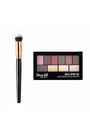 Profesyonel Oval Yapılı Kapatıcı Fırçası 136 + 10'lu Palet Far - 2059 Meet Whıt Me Eyeshadow Autumn