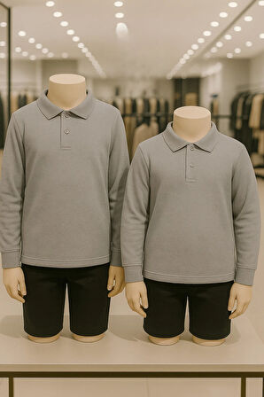 %100 Pamuk 2 Adet Uzun Kollu Polo Yaka Tişört LL.DIC.IN1.002