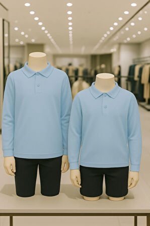 %100 Pamuk 2 Adet Uzun Kollu Polo Yaka Tişört LL.DIC.IN1.002