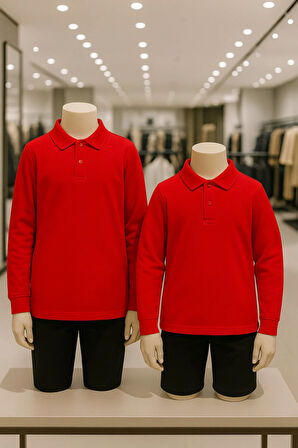 %100 Pamuk 2 Adet Uzun Kollu Polo Yaka Tişört LL.DIC.IN1.002