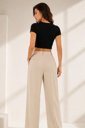 Loule Kadın %92 Pamuk Bisiklet Yaka Kısa Kollu Crop Top Atlet - Esnek ve Yumuşak Doku