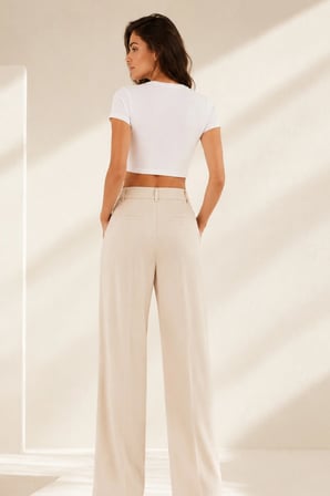 Loule Kadın %92 Pamuk Bisiklet Yaka Kısa Kollu 2 Adet Crop Top Atlet - Esnek ve Yumuşak Doku