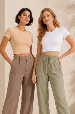 Loule Kadın %92 Pamuk Bisiklet Yaka Kısa Kollu 2 Adet Crop Top Atlet - Esnek ve Yumuşak Doku