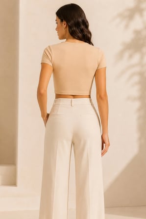 Loule Kadın %92 Pamuk Bisiklet Yaka Kısa Kollu 2 Adet Crop Top Atlet - Esnek ve Yumuşak Doku