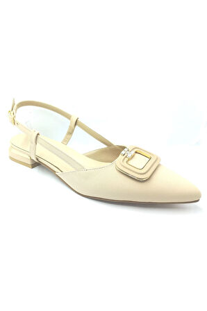 310 Bej Saten 41 42 Büyük Numara Kadın Ayakkabı