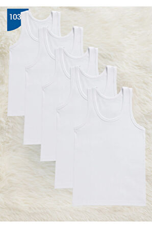 %100 Pamuklu Erkek Giyim 5 Adet Klasik Beyaz Atlet LL.K10.O30.001