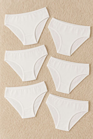 Pamuklu & Modal Esnek 6 Adet Beyaz Paris Model Bikini Külot LL.K51.O08.001