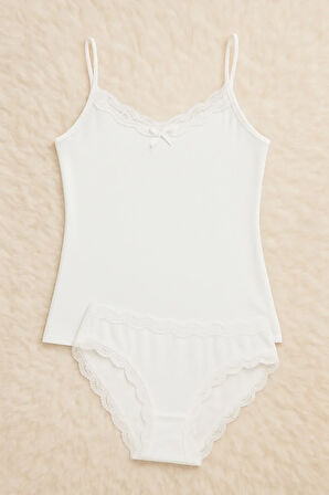 Kadın Giyim Dantel Detaylı 2'li Penye Takım LL.K63.O03.001