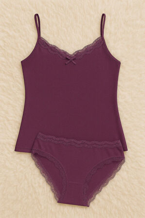 Kadın Giyim Dantel Detaylı 3 Adet 2'li Penye Takım LL.K63.O033.001