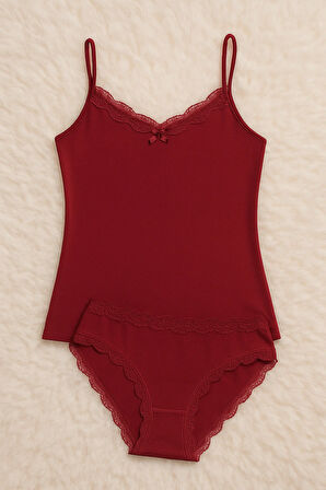 Kadın Giyim Dantel Detaylı 3 Adet 2'li Penye Takım LL.K63.O033.001