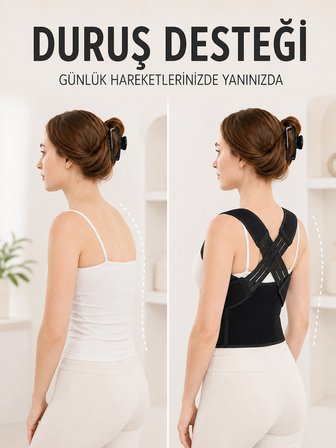 Postür Dik Duruş Korsesi Sırt Destekli Ayarlanabilir Lastikli Bel Korsesi