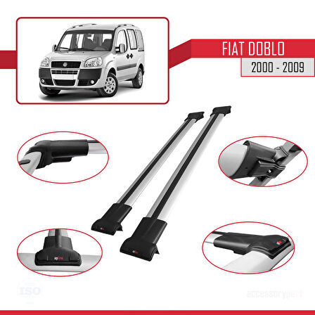 Fiat Doblo 2000-2009 Arası ile Uyumlu FLY Model Ara Atkı Tavan Barı Gri 2 Adet