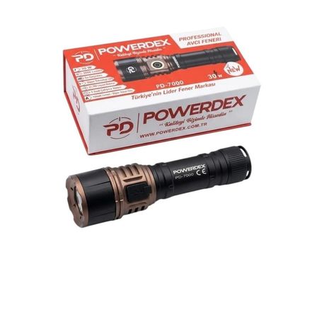 Powerdex PD-7000 30W & 3000 Lümen Profesyonel El Feneri Güçlü USB Şarjlı El Feneri 