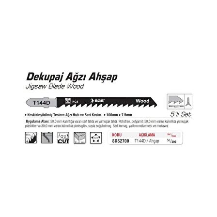 SGS 5'li Dekupaj Ağzı Ahşap T 144 D