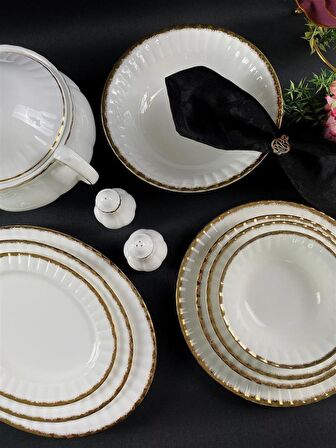 Monno Oro Gold Bone China 59 Parça 12 Kişilik Yemek Takımı