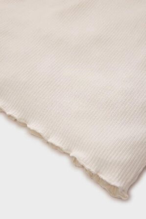 Kız Bebek Bisiklet Yaka Çiçekli Fitilli Kaşkorse Kısa Kollu Tişört