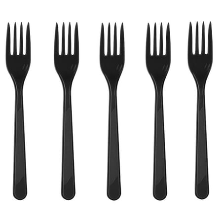Özel Üretim Sunum Mutfak Ofis Plastik Çatal 25 Adet Siyah