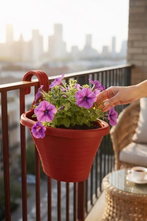 Omnipazar SO-TOM3 Tombik Askılı Balkon Saksı 3 Lt Kırmızı 6 Adet 