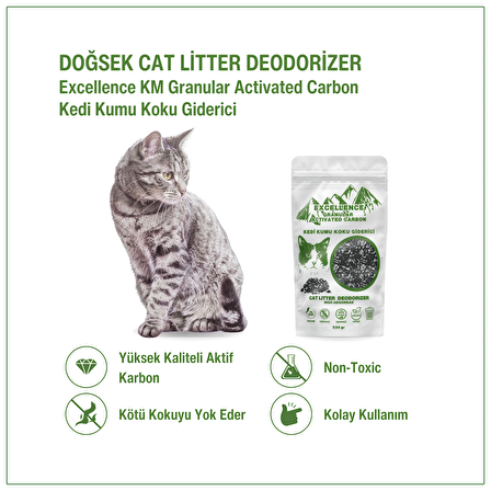 DOĞSEK Kedi Kumu Koku Giderici Excellence KM Granular Activated Carbon 230 gr Kömür Bazlı Granül Aktif Karbon