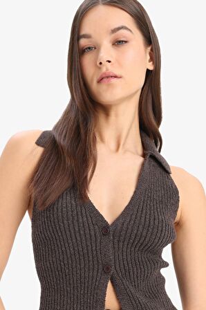DeFacto Coool Slim Fit Dar Kesim Düğmeli Triko Yelek	 D3584AX25SPBN477