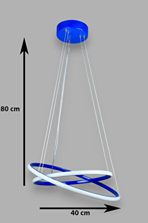 Rings Modern Tasarım Mavi Renk - Yatak Odası - Salon - Çocuk Odası - Mutfak Beyaz Led 2 Li Avize