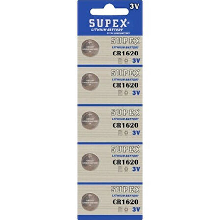 Supex Extra Long Battery CR1620 3V Lityum Düğme Pil 5'li