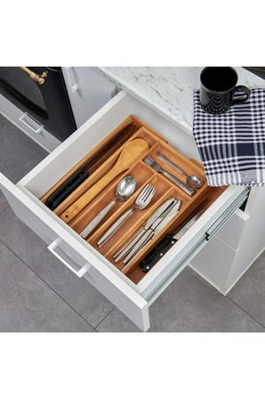 Çekmece İçi 7 Bölmeli Açılır Kapanır Ayarlamalı Bambu Kaşıklık Organizer