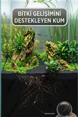 premium siyah bazalt kum 10 kg - 0.8-1 mm doğal siyah akvaryum kumu
