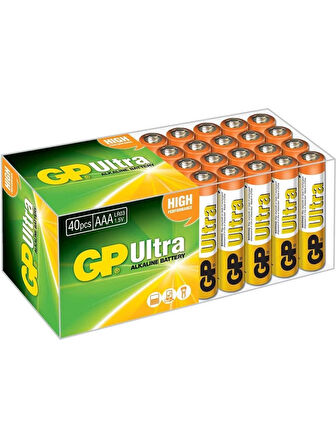 GP Ultra GP24AU Alkalin AAA İnce Kalem Pil 40'lı Paket Kumanda pili