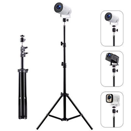 Microcase Taşınabilir Projeksiyon Cihazı Vb 1/4 Vida Girişli 2.1 mt Eğim ve Açı Ayarlamalı Tripod - SİYAH AL5173