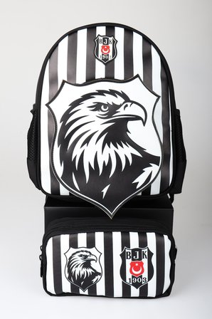 x Dekomus Lisanslı Beşiktaş Özel Tasarım 3D Kartal Küçük Boy Anaokul Çantası Ve Kalem Çantası Seti