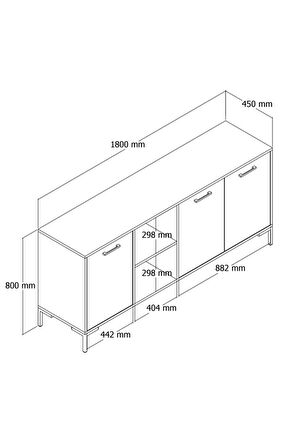 1630 Aurora 180 Cm (METAL AYAKLİ) Modern Konsol Hat Antrasit