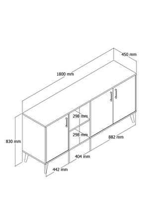 1620 Exxen 180 Cm (AHŞAP AYAKLİ) Modern Konsol Hat Antrasit