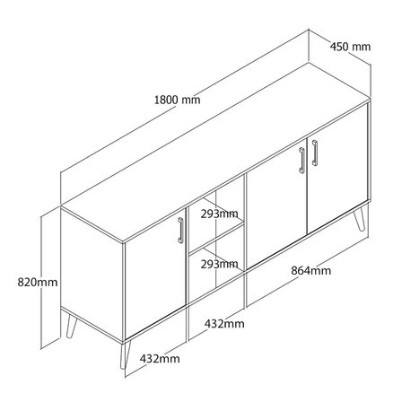 Mezza 1620 Exxen 180 Cm (AHŞAP AYAKLİ) Modern Konsol Ürgüp Antrasit