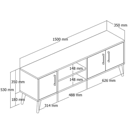 Mezza 1582 Exxen 150 Cm (AHŞAP AYAKLI) Tv Ünitesi Ürgüp Rengi