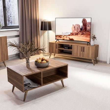 Mezza Set 1582-2072-1622 Exxen (Ahşap Ayaklı) Tv Ünitesi - Orta Sehpa - Konsol Seti Ürgüp Rengi