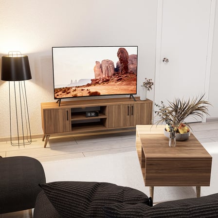 Mezza Set 1582-2072 Exxen Tv Ünitesi Exxen Orta Sehpa (AHŞAP AYAKLI) - Ürgüp Rengi