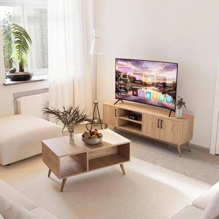 Mezza Set 1586-2076 Tv Ünitesi Exxen Orta Sehpa (AHŞAP AYAKLI) - Sepet Rengi